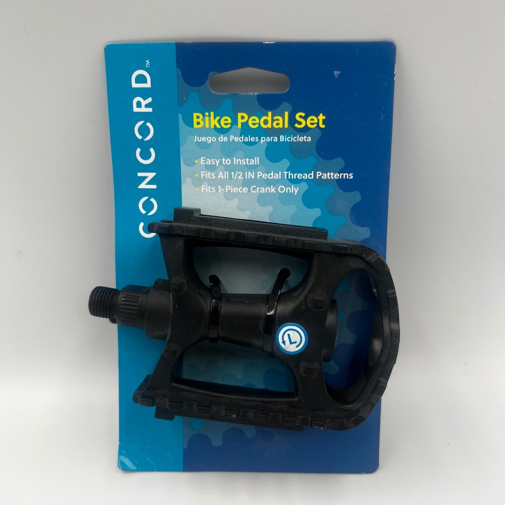 NEW Concord Bike Pedal Set Black 1/2 Inch Thread for 1-Piece Crank